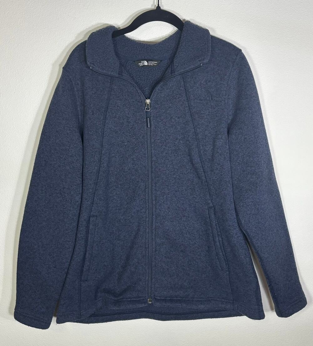 The North Face Womens XL Blue Sweater Fleece Full Zip Jacket Soft Cozy